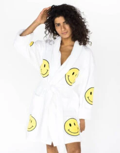 All Smiles White Short Applique Robe