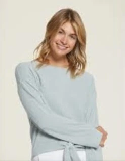 Barefoot Dreams Cozy Chic Ultra Lite Tie Front Top/Blue