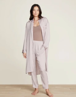 Barefoot Dreams Washed Satin Piped Nightshirt