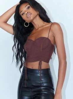 Princess Polly Shine Bright Crop Top Brown