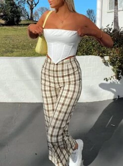 Princess Polly Euros Pants Yellow Check