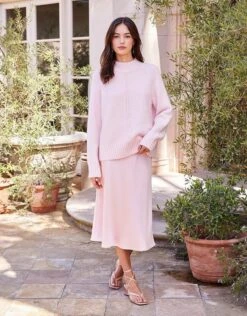 Karen Kane Bias Midi Skirt Rose