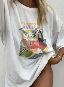 Princess Polly Tropicana Oversized Tee White
