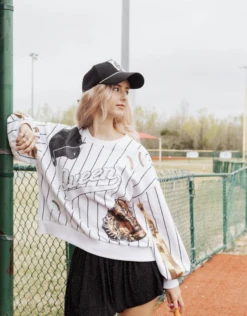 Queen Of Sparkles Batter Up Queen Sweatshirt White