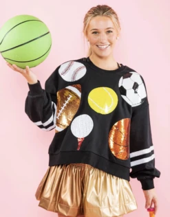 Queen Of Sparkles Black Mega Balls Sweatshirt