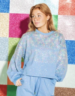 Queen Of Sparkles Indigo Scattered Sequin Sweatshirt
