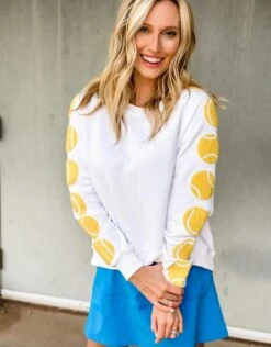 Queen Of Sparkles Tennis Ball Sleeve Sweatshirt