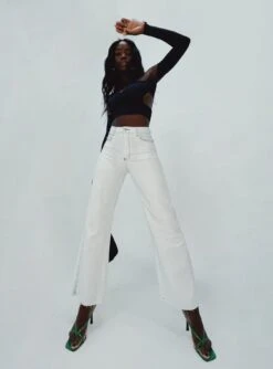 Princess Polly Saleccia Straight Leg Denim Jeans White