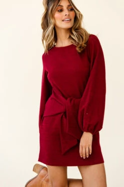 Rapt Waist Tie Balloon Sleeve Knit Dress Wine 10 Rapt Waist Tie Balloon Sleeve Knit Dress Wine -Chic Clothing Shop st1418b wine 191029sl1348