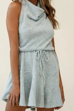 Cosette Cowl Halterneck Knit Dress Grey -Chic Clothing Shop st2272b grey 190903sl2464